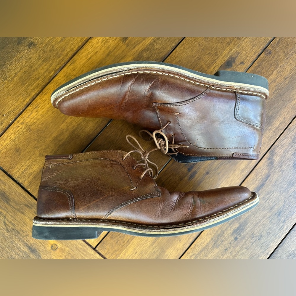Steve Madden Harken 247 Chukka Lace Up Boots, Cognac Leather, Mens 9.5